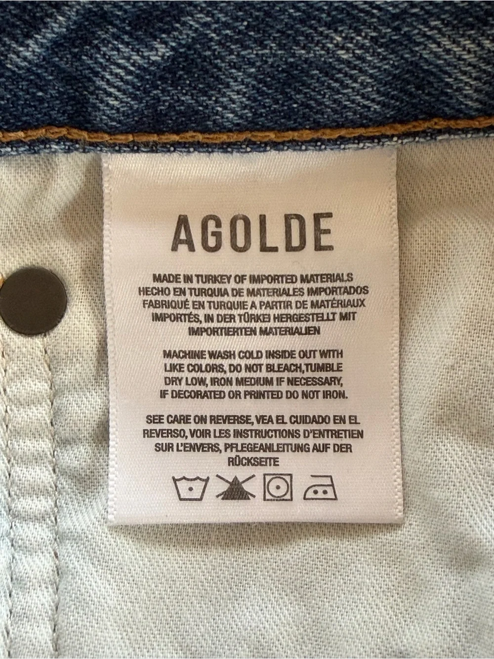 NWOT AGOLDE Women's High-Rise Parker Long Distressed Denim Shorts - Blue